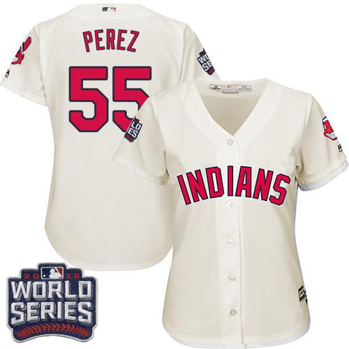 Indians #55 Roberto Perez Cream 2016 World Series Bound Women's Alternate Stitched MLB Jersey Indians #55 Roberto Perez Cream 2016 World Series Bound Women's Alternate Stitched MLB Jersey