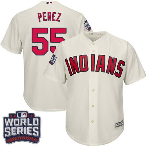 Indians #55 Roberto Perez Cream Alternate 2016 World Series Bound Stitched Youth MLB Jersey Indians #55 Roberto Perez Cream Alternate 2016 World Series Bound Stitched Youth MLB Jersey