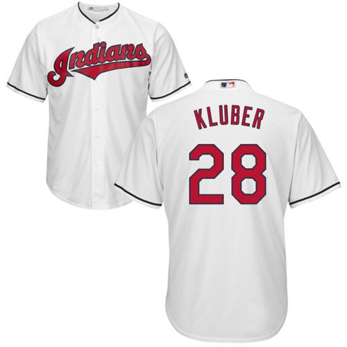 Inndians #28 Corey Kluber White Home Stitched Youth MLB Jersey