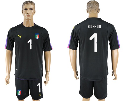 Italy #1 Buffon Black Goalkeeper Soccer Country Jersey Italy #1 Buffon Black Goalkeeper Soccer Country Jersey