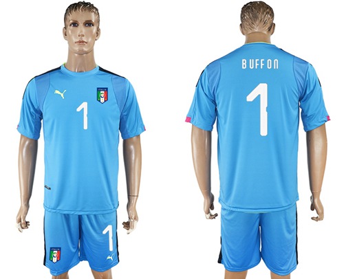 Italy #1 Buffon Blue Goalkeeper Soccer Country Jersey Italy #1 Buffon Blue Goalkeeper Soccer Country Jersey