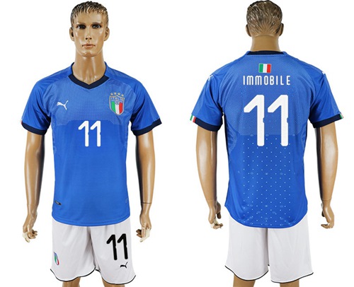 Italy #11 Immobile Home Soccer Country Jersey