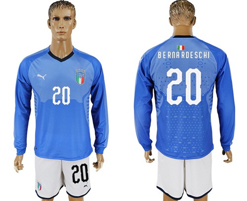 Italy #20 Berna Rdeschi Blue Home Long Sleeves Soccer Country Jersey Italy #20 Berna Rdeschi Blue Home Long Sleeves Soccer Country Jersey