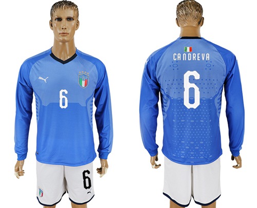 Italy #6 Candreva Blue Home Long Sleeves Soccer Country Jersey Italy #6 Candreva Blue Home Long Sleeves Soccer Country Jersey
