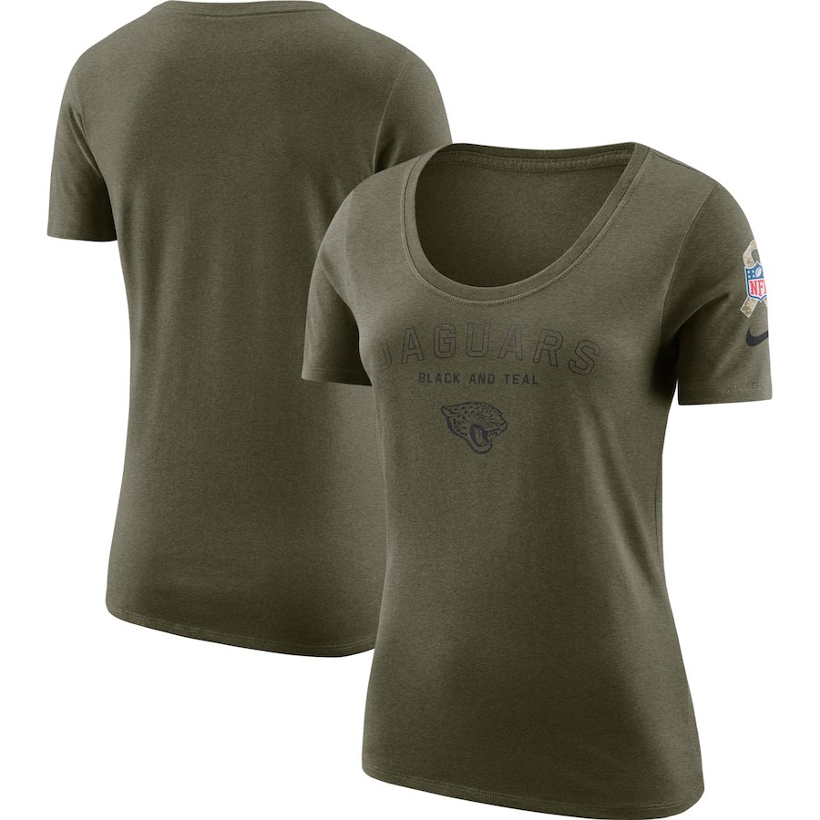 Jacksonville Jaguars Nike Women's Salute To Service Legend Scoop Neck T-Shirt Olive
