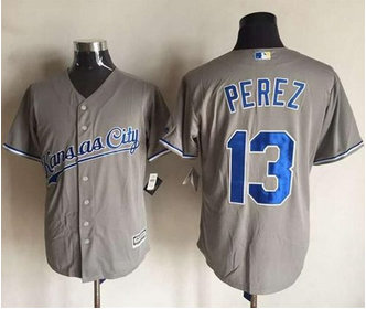 Kansas City Royals #13 Salvador Perez New Grey Cool Base Stitched MLB Jersey