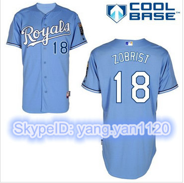 Kansas City Royals #18 Ben Zobrist Light Blue Alternate 1 Cool Base Stitched MLB Jersey