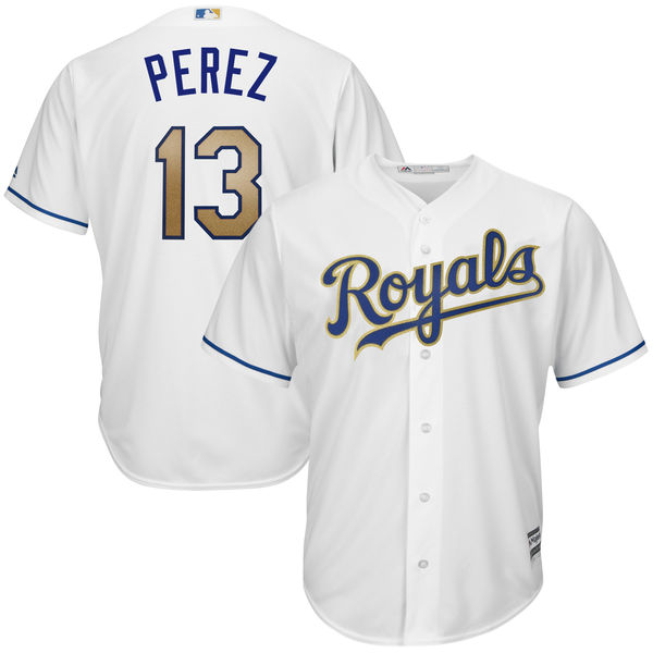Kansas City Royals Salvador Perez White Customized Youth MLB Jersey 