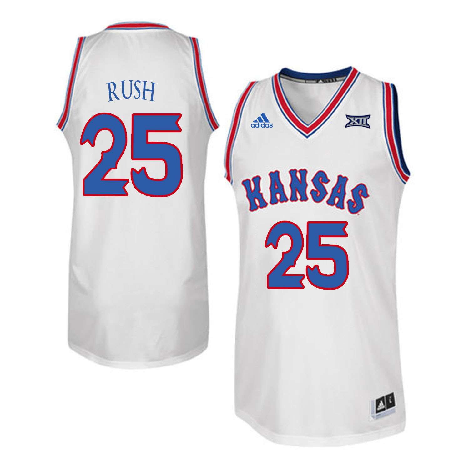 Kansas Jayhawks #25 Brandon Rush White Throwback College Basketball Jersey