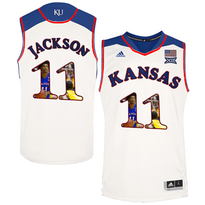 Kansas Jayhawks 11 Josh Jackson White With Portrait Print College Basketball Jersey Kansas Jayhawks 11 Josh Jackson White With Portrait Print College Basketball Jersey