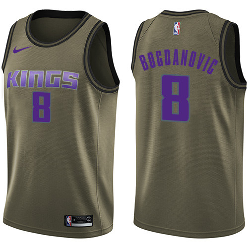 Kings #8 Bogdan Bogdanovic Green Salute to Service Youth Basketball Swingman Jersey