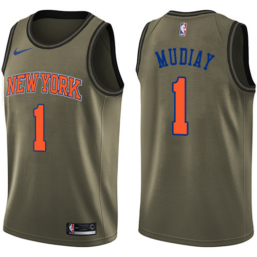Knicks #1 Emmanuel Mudiay Green Basketball Swingman Salute to Service Jersey Knicks #1 Emmanuel Mudiay Green Basketball Swingman Salute to Service Jersey