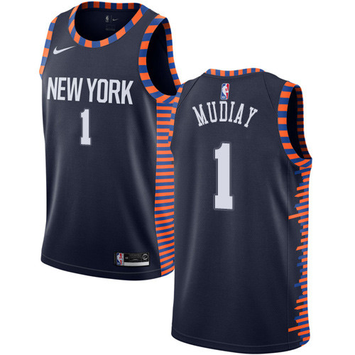 Knicks #1 Emmanuel Mudiay Navy Basketball Swingman City Edition 2018-19 Jersey