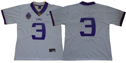 LSU Tigers #3 Odell Beckham Jr White 125 Seasons Limited Stitched LSU Tigers #3 Odell Beckham Jr White 125 Seasons Limited Stitched
