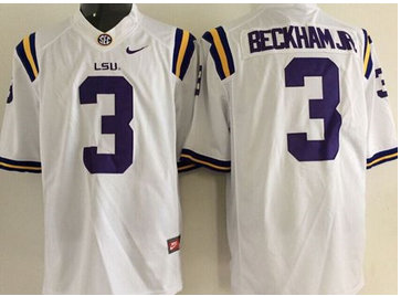 LSU Tigers #3 Odell Beckham Jr White Stitched NCAA Jersey