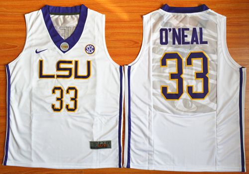 LSU Tigers #33 Shaquille O'Neal White Basketball Stitched NCAA Jersey LSU Tigers #33 Shaquille O'Neal White Basketball Stitched NCAA Jersey