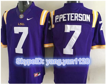 LSU Tigers #7 P.Peterson Purple Stitched NCAA Jersey