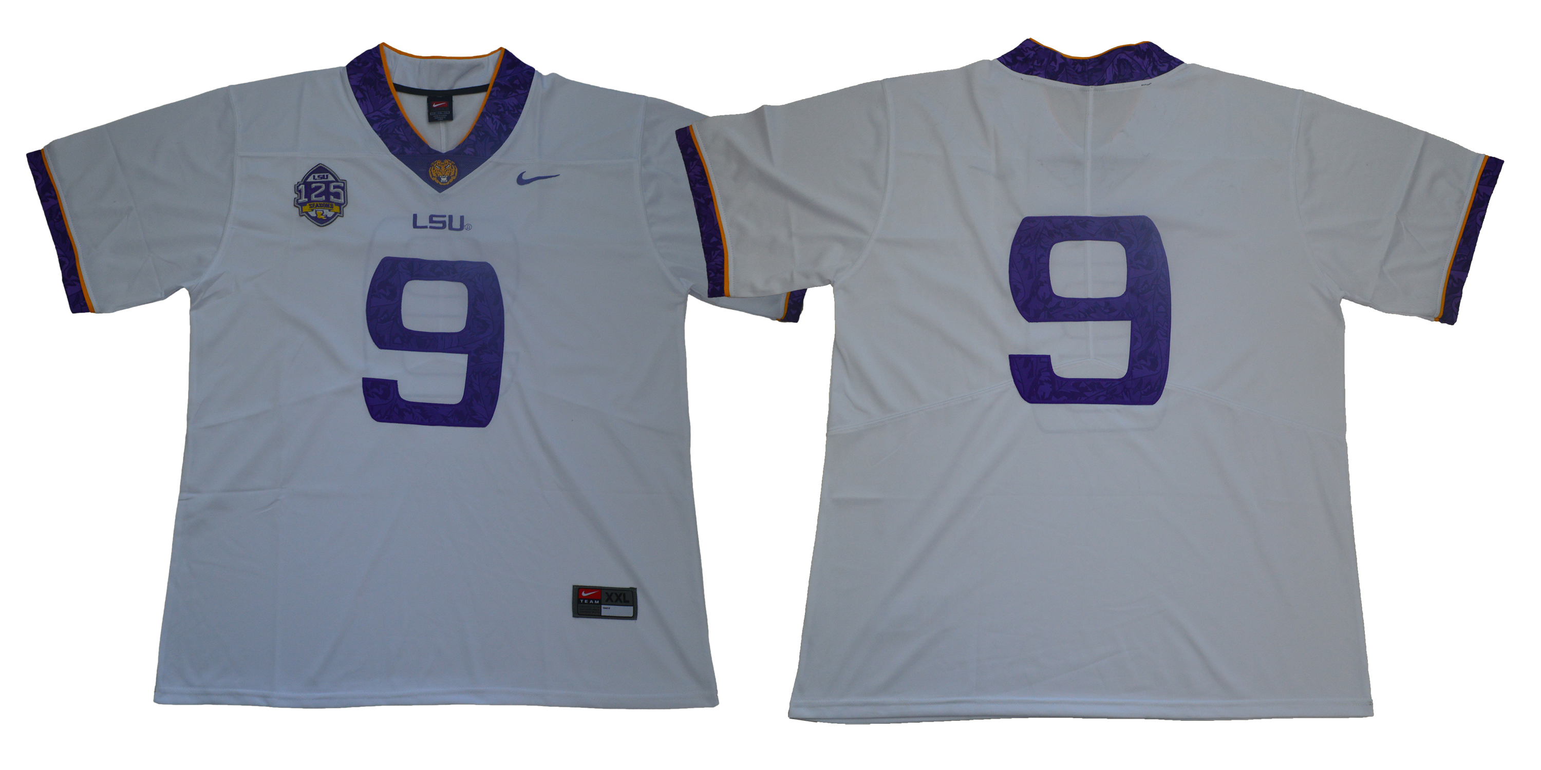 LSU Tigers #9 White 125 Sesons Nike College Football Jersey LSU Tigers #9 White 125 Sesons Nike College Football Jersey