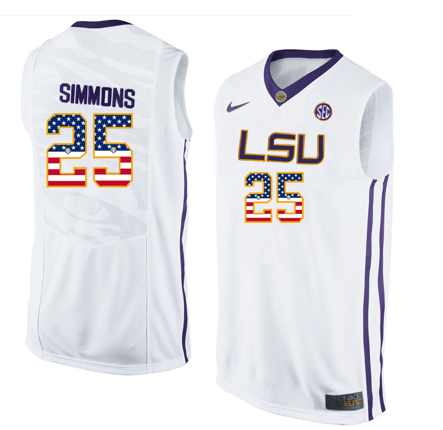 LSU Tigers 25 Ben Simmons White Youth College Basketball Jersey