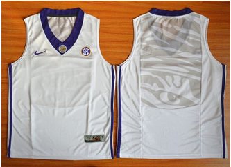 LSU Tigers Blank White Basketball Stitched NCAA Jersey