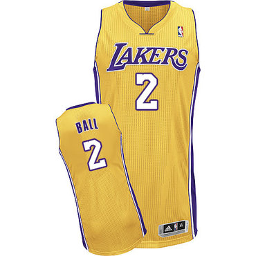 Lakers #2 Lonzo Ball Yellow Stitched NBA Jersey