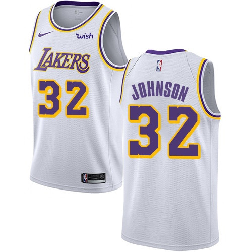 Lakers #32 Magic Johnson White Women's Basketball Swingman Association Edition Jersey