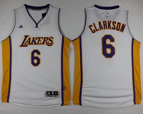Lakers #6 Jordan Clarkson White Stitched NBA Jersey Lakers #6 Jordan Clarkson White Stitched NBA Jersey