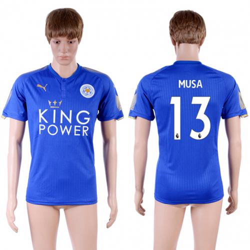 Leicester City #13 Musa Home Soccer Country Jersey Leicester City #13 Musa Home Soccer Country Jersey