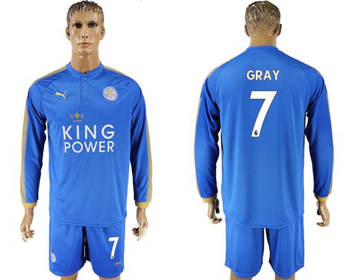 Leicester City #7 Gray Home Long Sleeves Soccer Club Jersey Leicester City #7 Gray Home Long Sleeves Soccer Club Jersey
