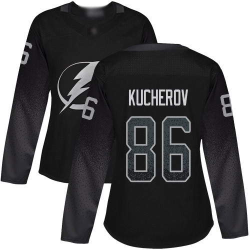 Lightning #86 Nikita Kucherov Black Alternate Authentic Women's Stitched Hockey Jersey