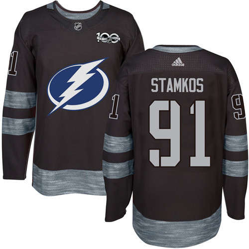 Lightning #91 Steven Stamkos Black 1917-2017 100th Anniversary Stitched NHL Jersey Lightning #91 Steven Stamkos Black 1917-2017 100th Anniversary Stitched NHL Jersey