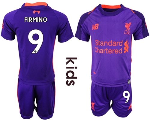 Kids Liverpool #9 Firmino Away Soccer Club Jersey