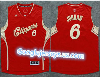Los Angeles Clippers #6 DeAndre Jordan Red 2015-2016 Christmas Day Stitched NBA Jersey