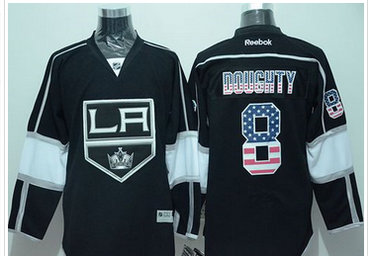 Los Angeles Kings #8 Drew Doughty Black USA Flag Fashion Stitched NHL Jersey