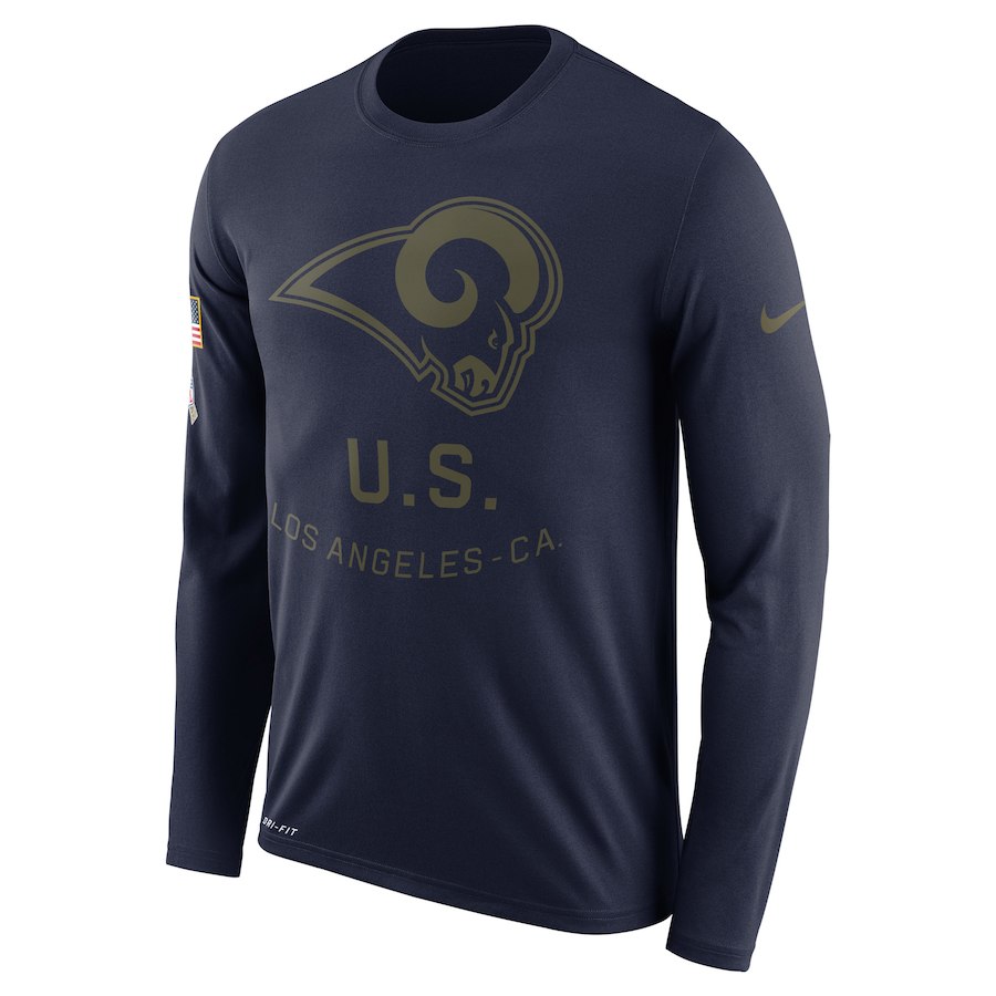 Los Angeles Rams Nike Salute To Service Sideline Legend Performance Long Sleeve T-Shirt Navy Los Angeles Rams Nike Salute To Service Sideline Legend Performance Long Sleeve T-Shirt Navy