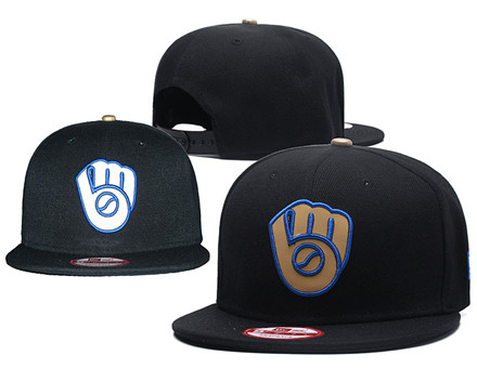 MLB Milwaukee  Brewers Team Logo Black Reflective Adjustable Hat A20