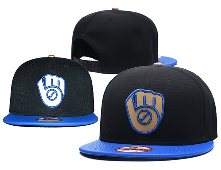 MLB Milwaukee Brewers Team Logo Black Reflective Adjustable Hat A22