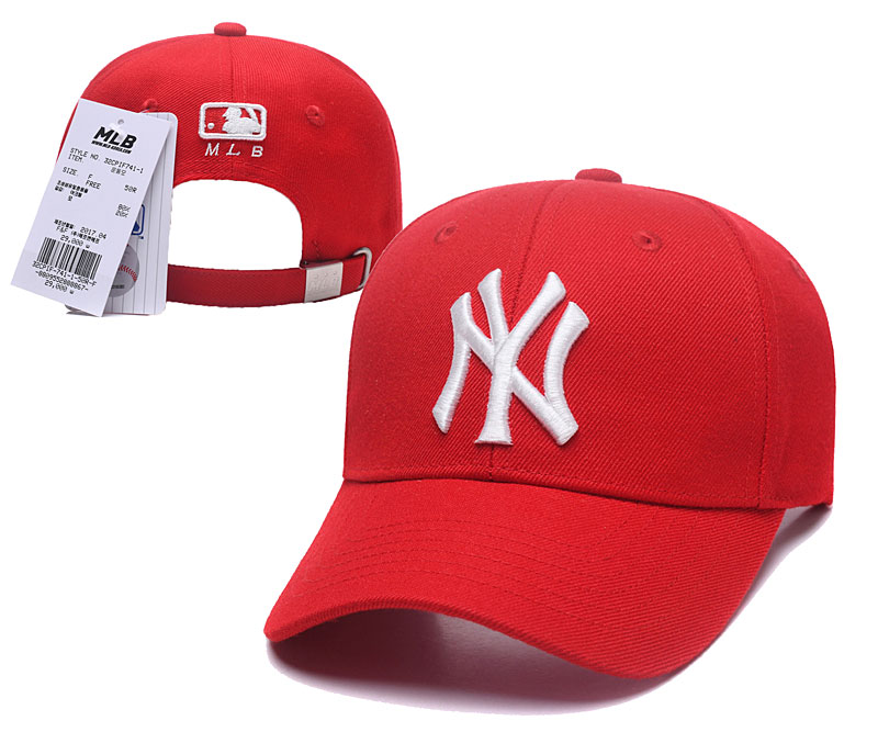 MLB New York Yankees Team Logo Red Peaked Adjustable Hat SG