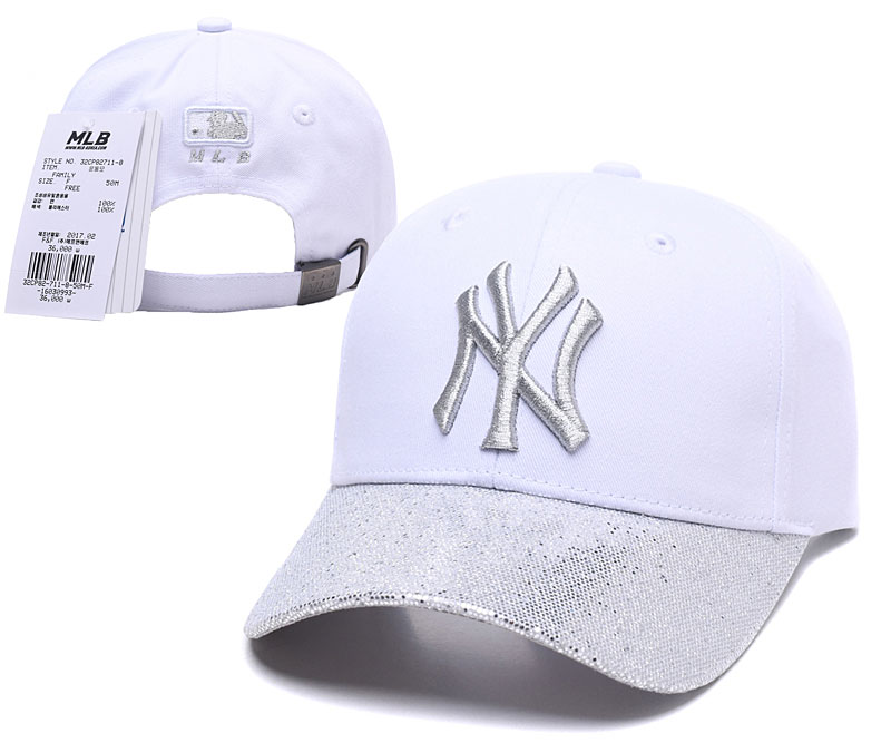 MLB New York Yankees Team Logo White Peaked Adjustable Hat SG MLB New York Yankees Team Logo White Peaked Adjustable Hat SG
