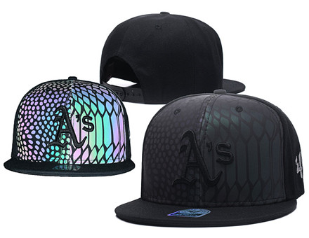MLB Oakland Athletics Team Logo Black Reflective Adjustable Hat A10