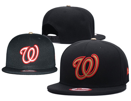 MLB Washington  Nationals Team Logo Black Reflective Adjustable Hat A55