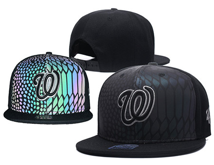 MLB Washington Nationals Team Logo Black Reflective Adjustable Hat A57