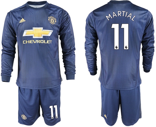 Manchester United #11 Martial Away Long Sleeves Soccer Club Jersey