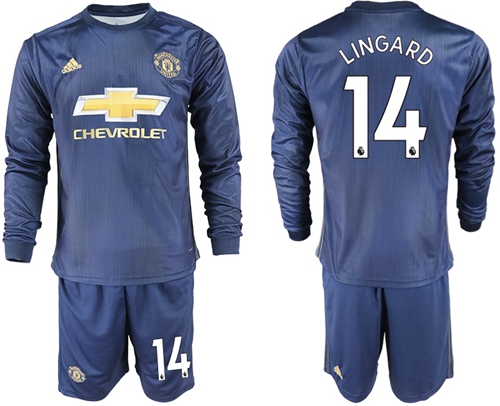 Manchester United #14 Lingard Away Long Sleeves Soccer Club Jersey