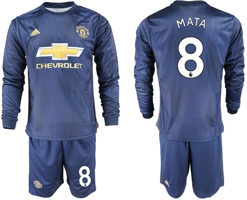 Manchester United #8 Mata Away Long Sleeves Soccer Club Jersey