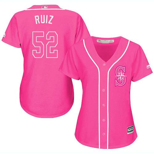 Mariners #52 Carlos Ruiz Pink Fashion Women's Stitched MLB Jersey Mariners #52 Carlos Ruiz Pink Fashion Women's Stitched MLB Jersey