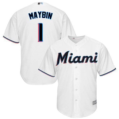 Marlins #1 Cameron Maybin White Cool Base Stitched Youth Baseball Jersey Marlins #1 Cameron Maybin White Cool Base Stitched Youth Baseball Jersey