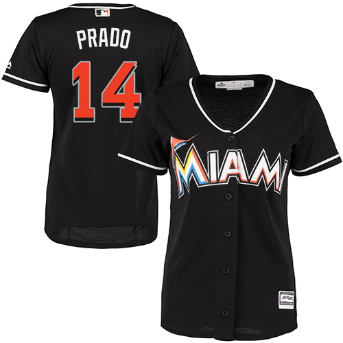 Marlins #14 Martin Prado Black Alternate Women's Stitched MLB Jersey Marlins #14 Martin Prado Black Alternate Women's Stitched MLB Jersey