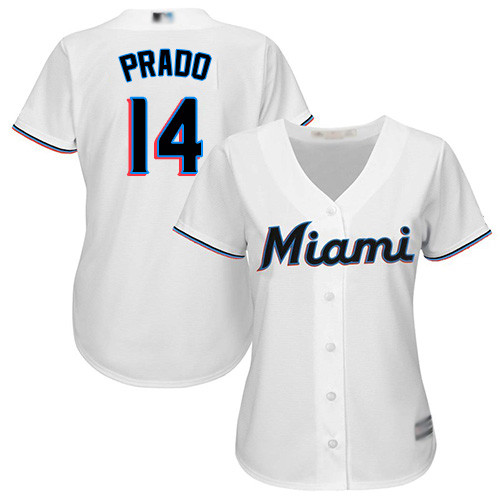 Marlins #14 Martin Prado White Home Women's Stitched Baseball Jersey Marlins #14 Martin Prado White Home Women's Stitched Baseball Jersey