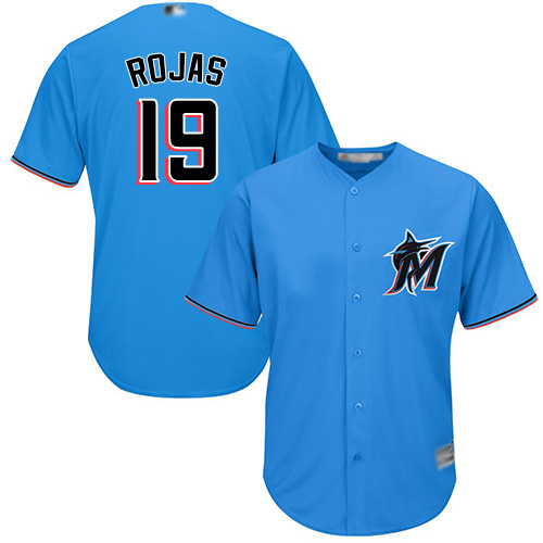 Marlins #19 Miguel Rojas Blue Cool Base Stitched Youth Baseball Jersey Marlins #19 Miguel Rojas Blue Cool Base Stitched Youth Baseball Jersey